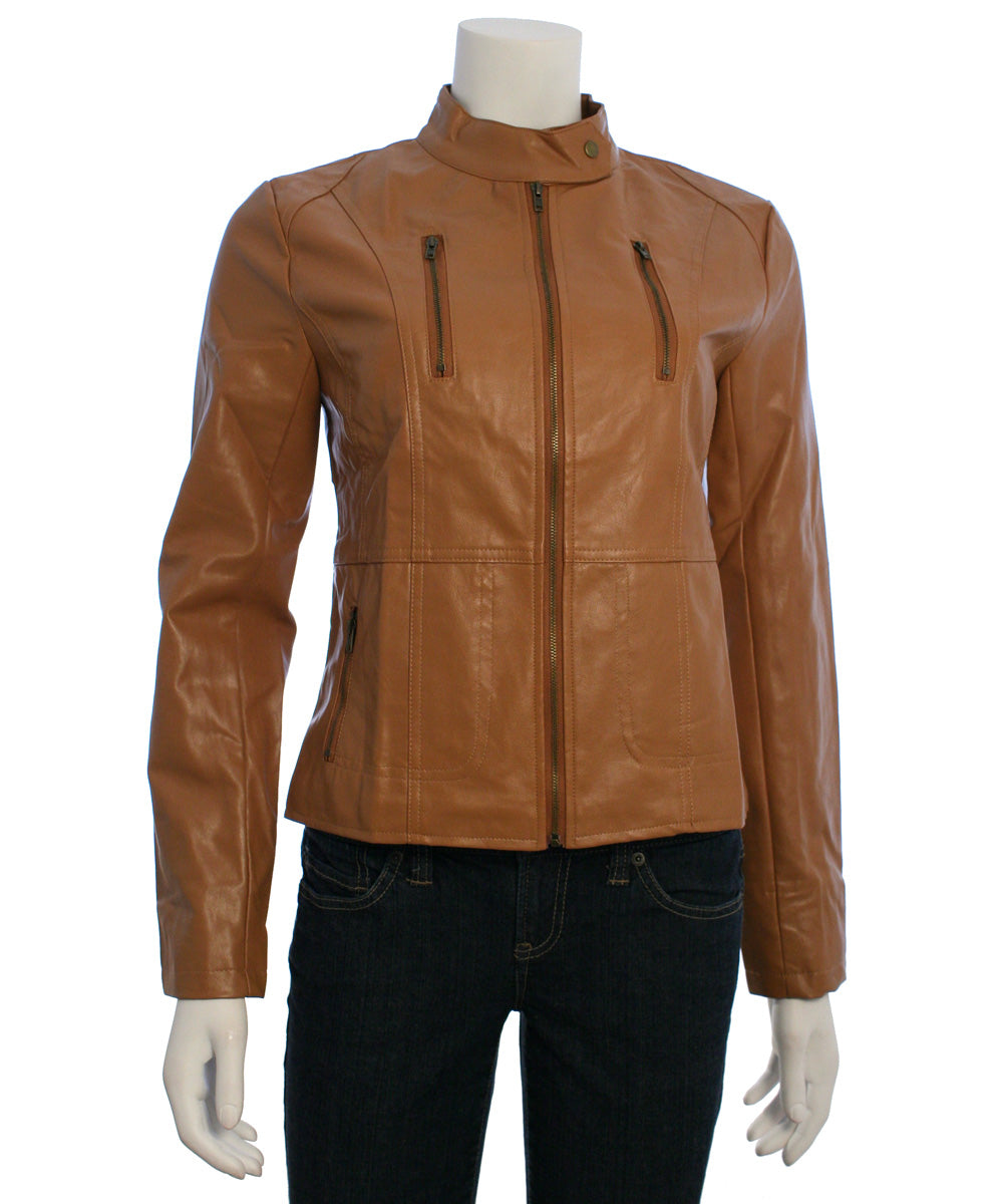 HYFVE Pleather Zip Up Biker Jacket