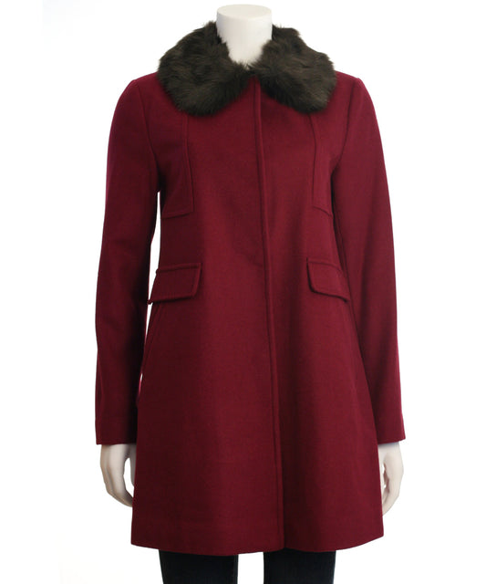 Eliza J Faux Fur Trim Wool Blend Coat