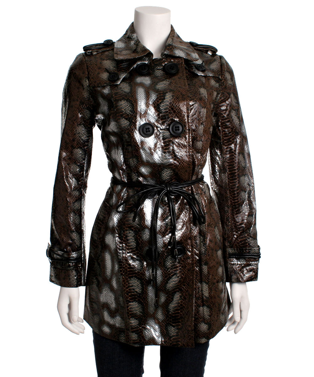 Kessley Double Breasted Snake Print Trench