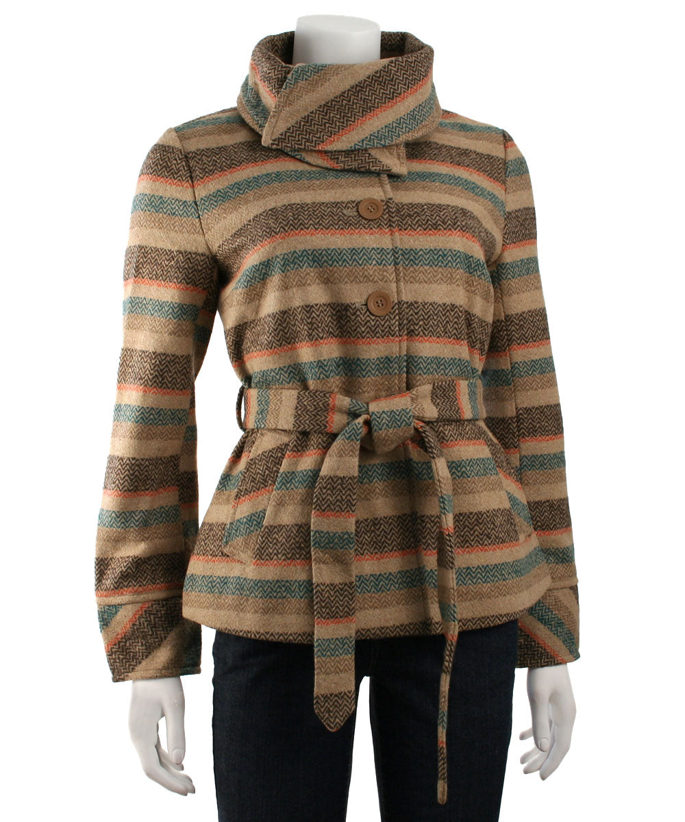 Tulle Fold Over Funnel Collar Coat