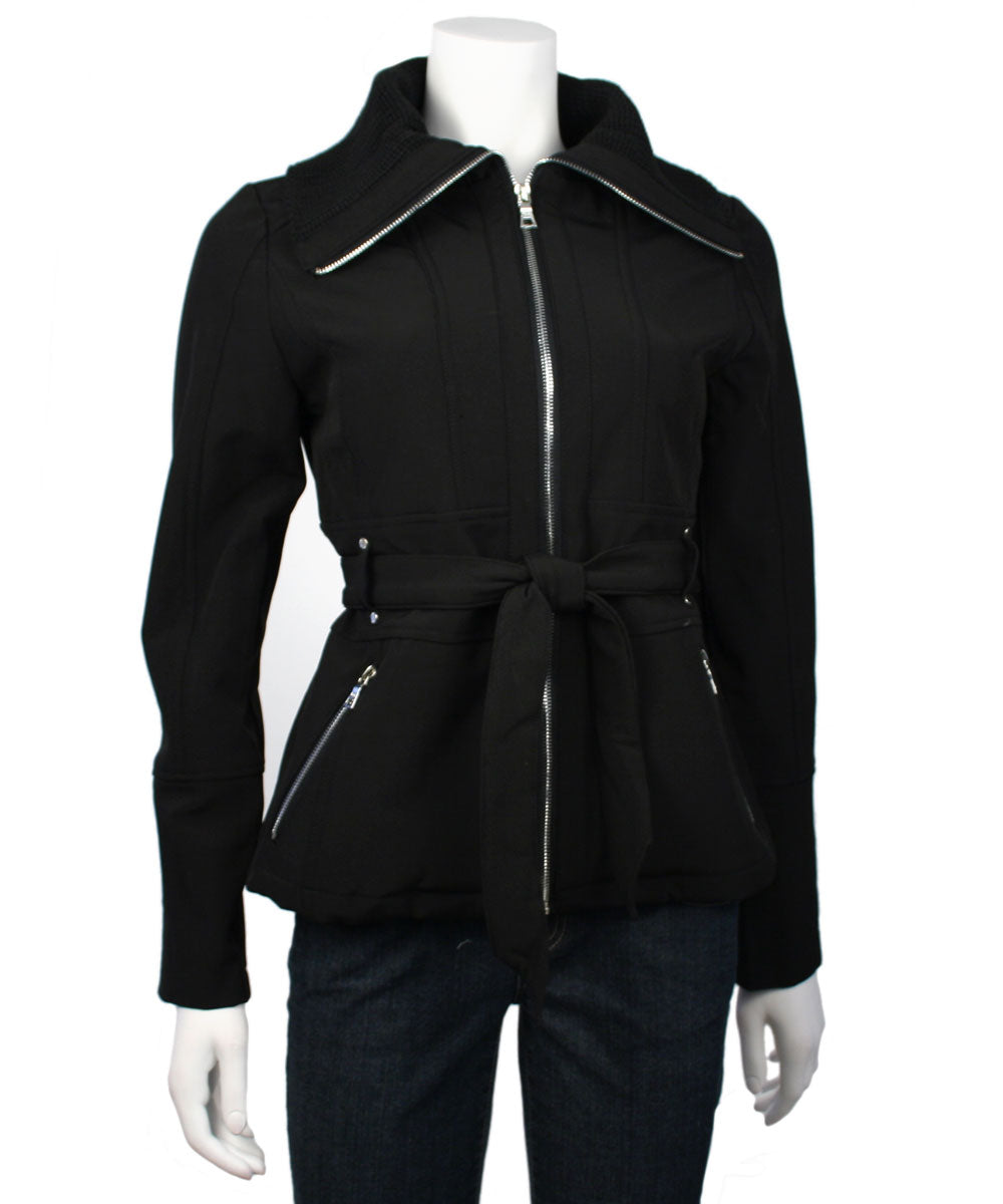 Mo-Ka Soft Shell Zip Coat with Ribbed Collar