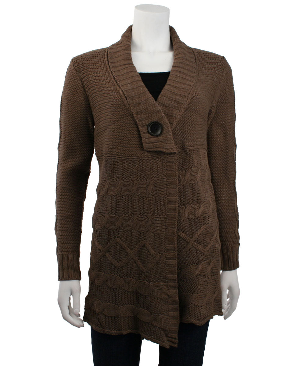 Monoreno Shawl Collar Cable Knit Cardigan