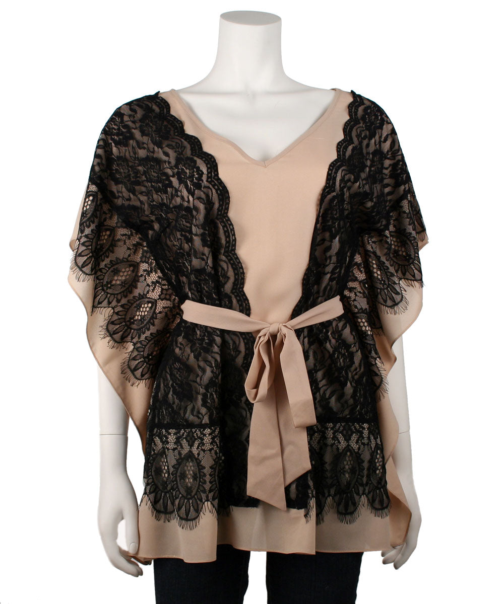 Ryu: Lace Trim Dolman Sleeve Tunic Top