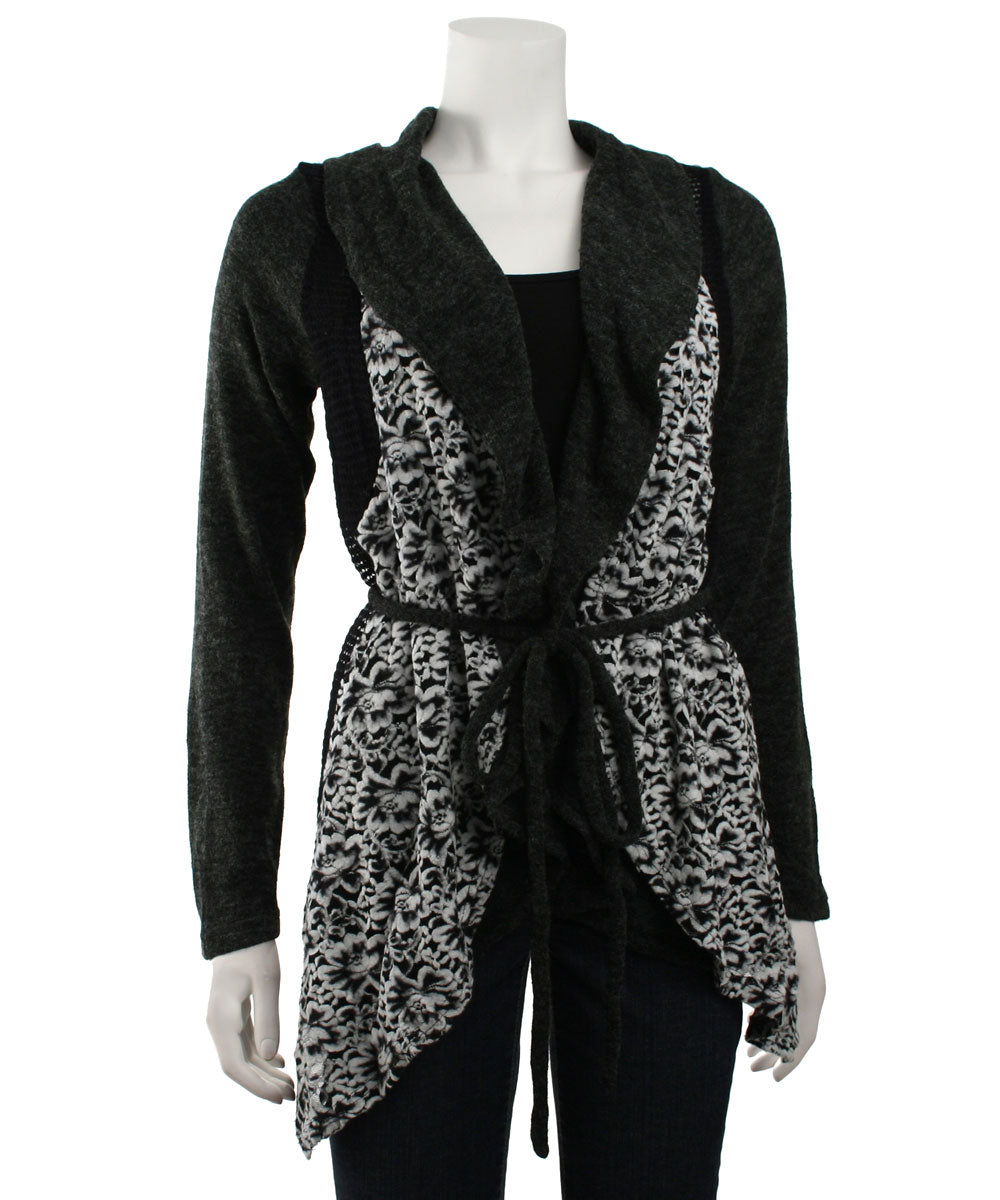 Ryu: Rosette Lace Trim Cardigan