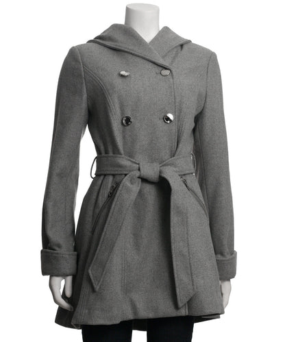 Jessica Simpson Double Breasted Hooded Coat, Heather Grey