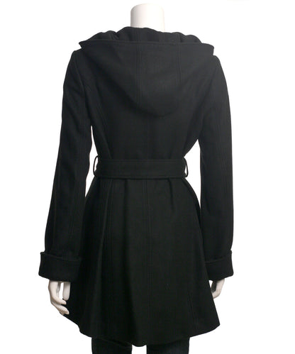 Jessica Simpson Double Breasted Hooded Coat, Black