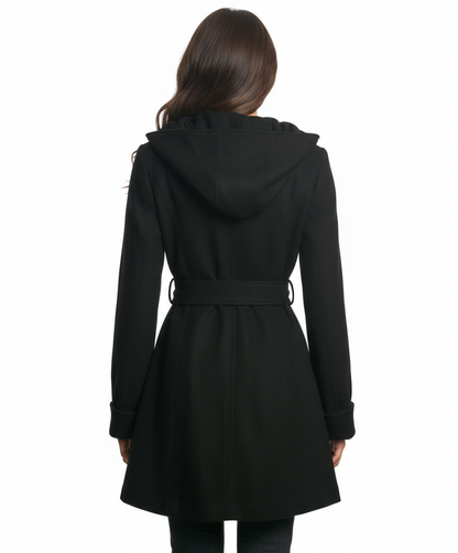 Jessica Simpson Double Breasted Hooded Coat, Black