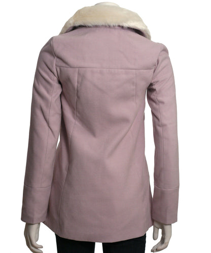 Coffeeshop Single Breasted Coat with Faux Fur Collar
