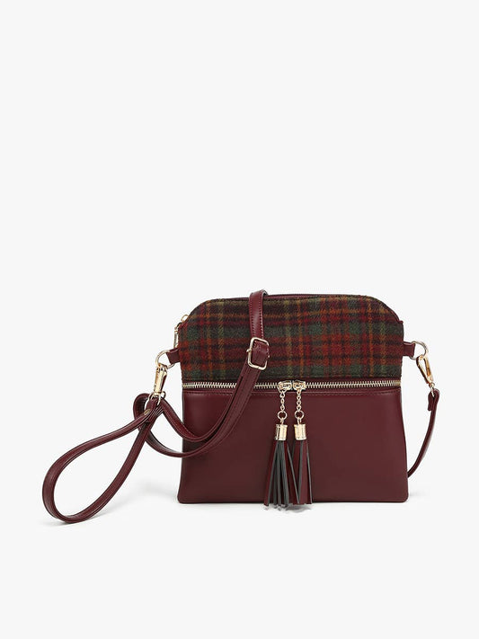 Tara Plaid Double Zip Crossbody/Wristlet