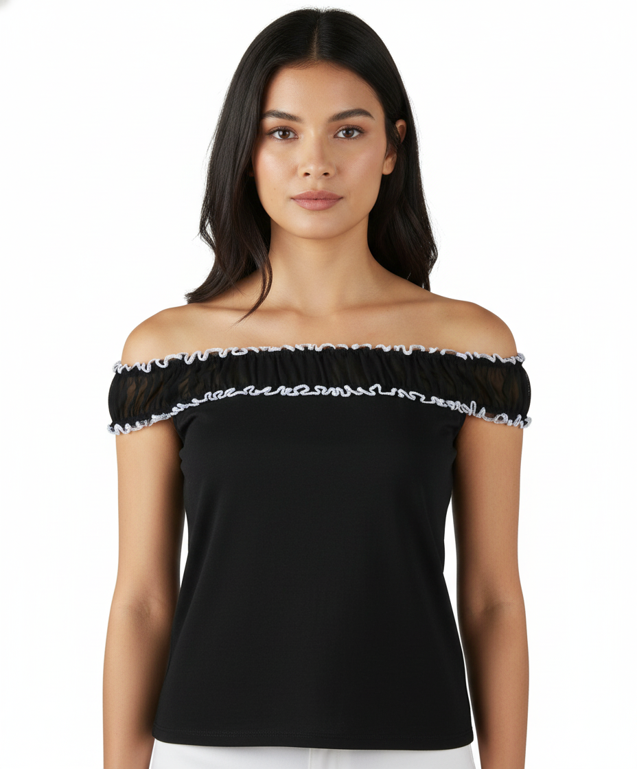 Shelly M. Couture Ruffle Off-Shoulder Top