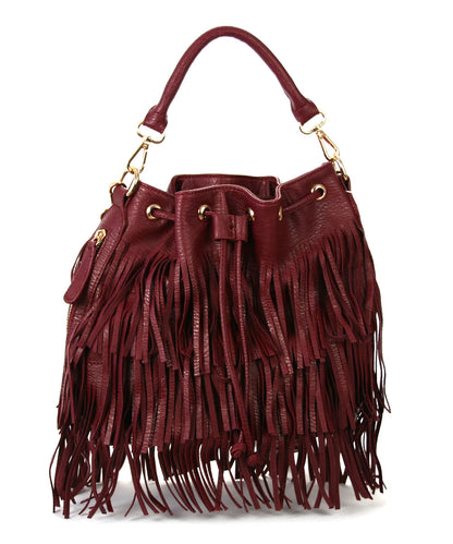 Urban Expressions Arizona Fringe Cross Body Bag, Berry