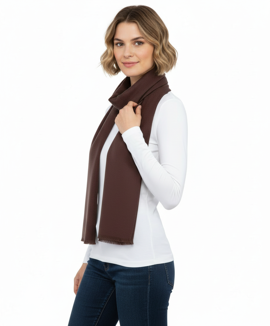 Love Quotes Rayon/Poly Blend Wrap/Scarf with Eyelash Fringe, Truffle