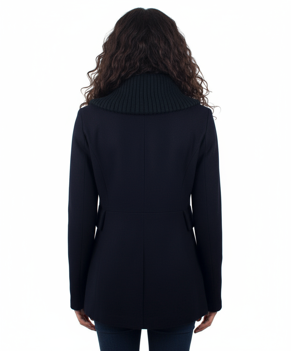 Coffeeshop Double Breasted Knit Collar Military Jacket