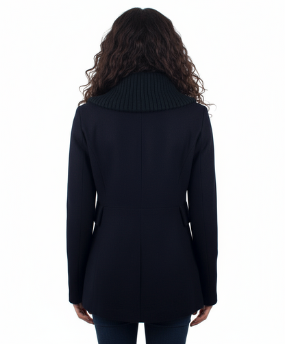 Coffeeshop Double Breasted Knit Collar Military Jacket