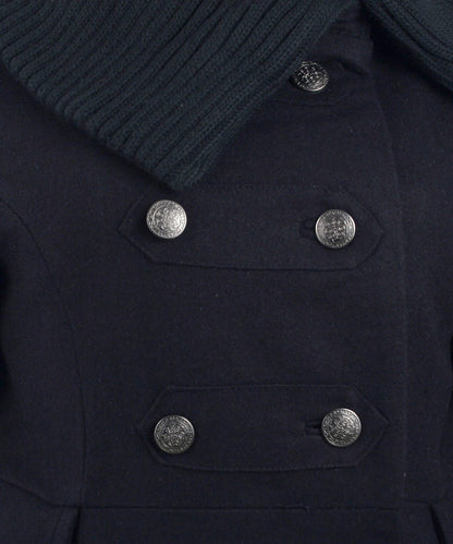 Coffeeshop Double Breasted Knit Collar Military Jacket