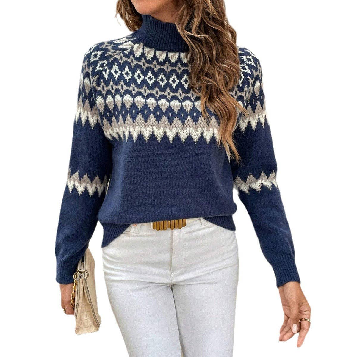 Autumn Winter Knitted Half Collar Sweater Shirt
