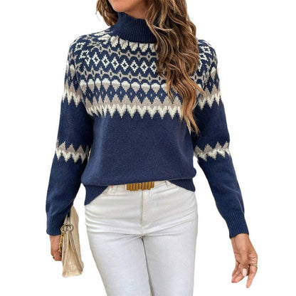 Autumn Winter Knitted Half Collar Sweater Shirt
