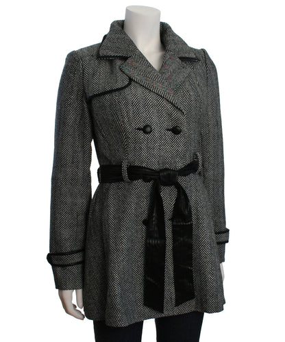 Double Zero Double Breasted A-Line Coat, Black