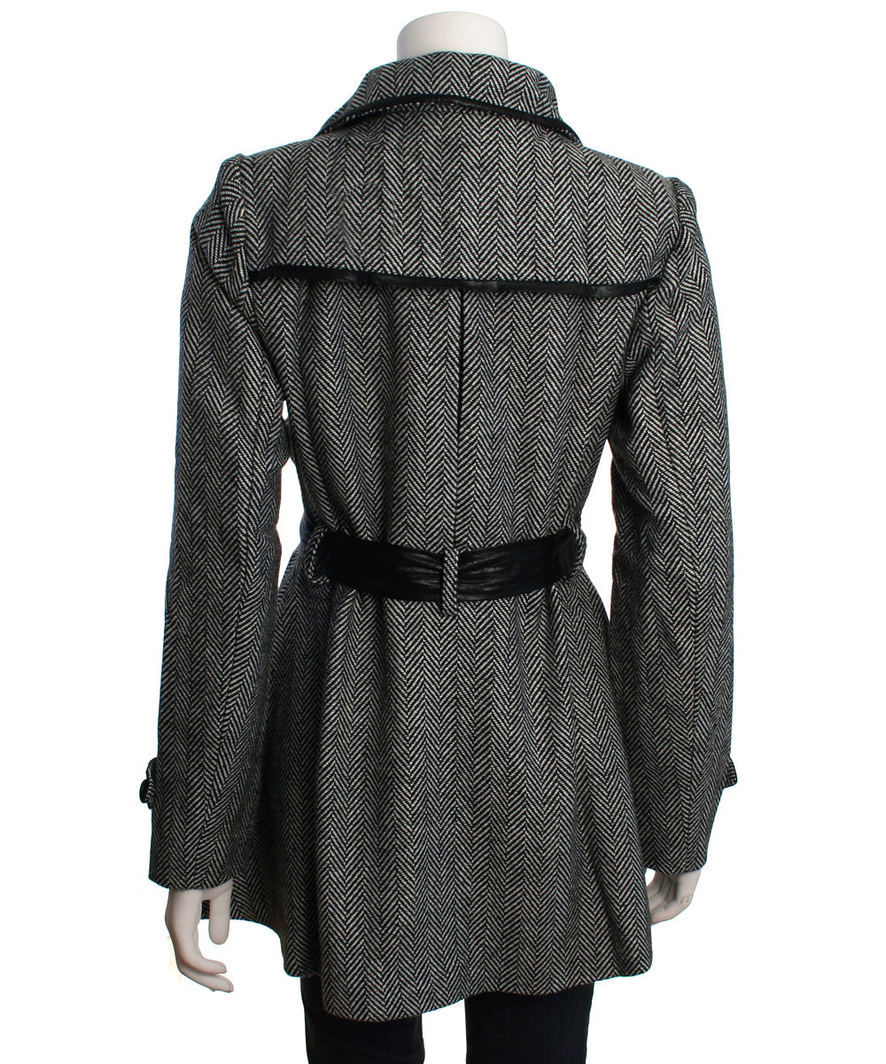 Double Zero Double Breasted A-Line Coat, Black