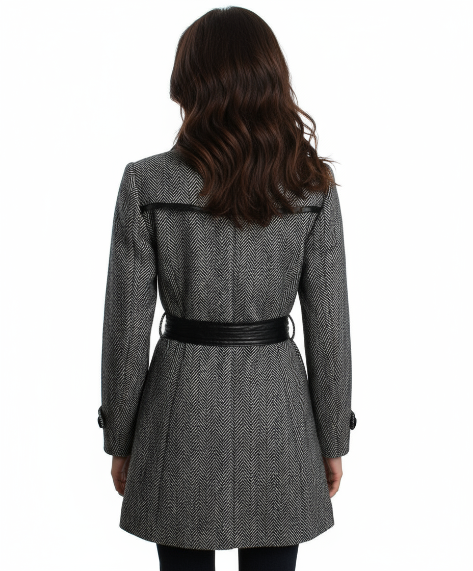 Double Zero Double Breasted A-Line Coat, Black