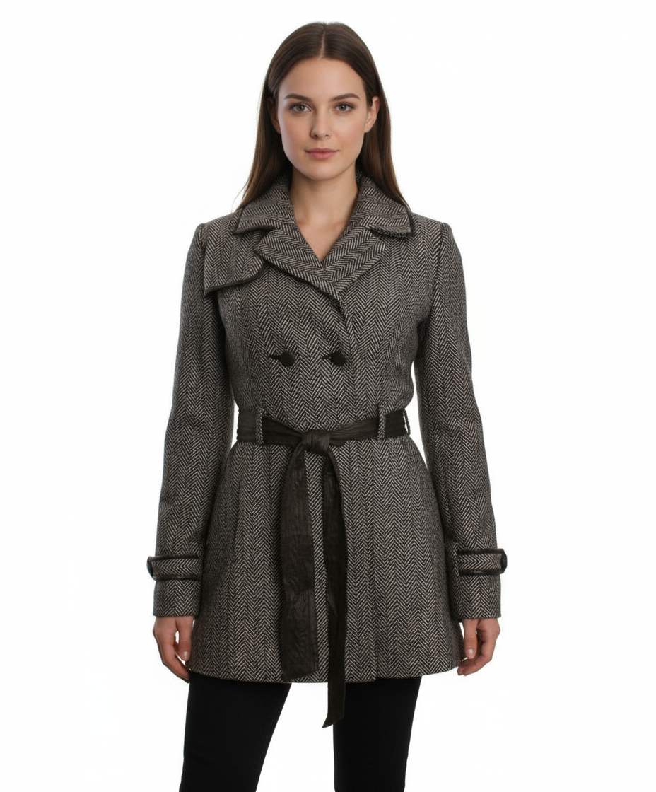 Double Zero Double Breasted A-Line Coat, Coffee