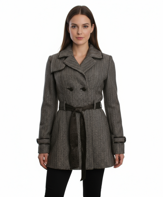 Double Zero Double Breasted A-Line Coat, Coffee