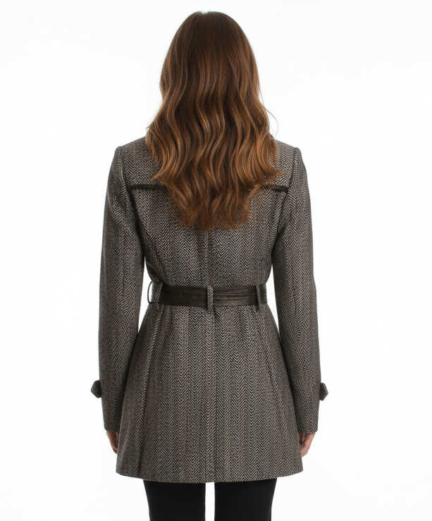 Double Zero Double Breasted A-Line Coat, Coffee