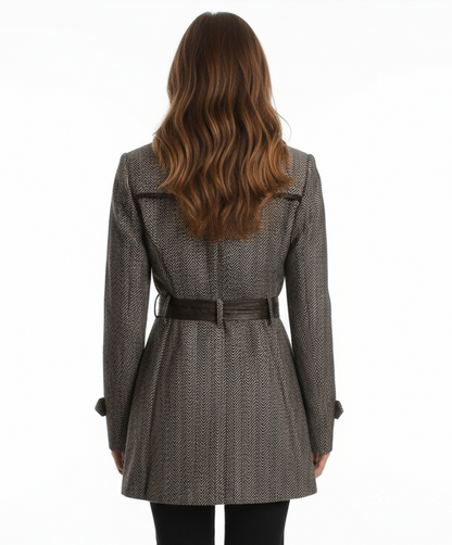 Double Zero Double Breasted A-Line Coat, Coffee