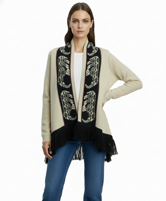 Double Zero Long Fringe Cardigan Sweater