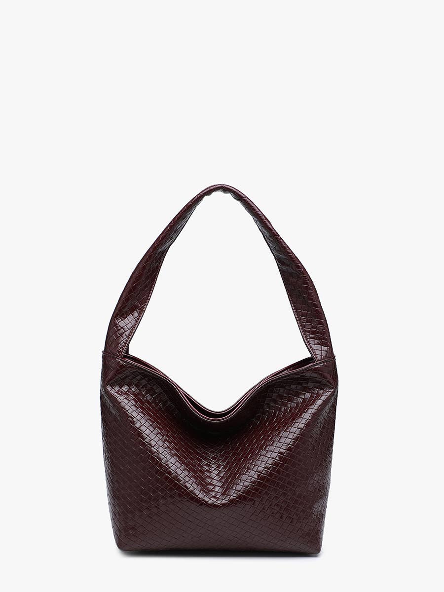 Selena Faux Woven Hobo w/ Zip Closure (Sangria)