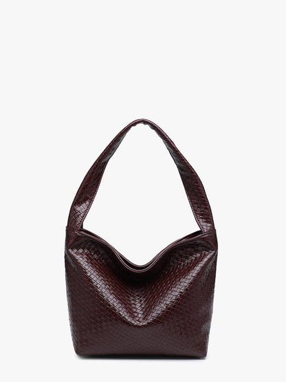 Selena Faux Woven Hobo w/ Zip Closure (Sangria)