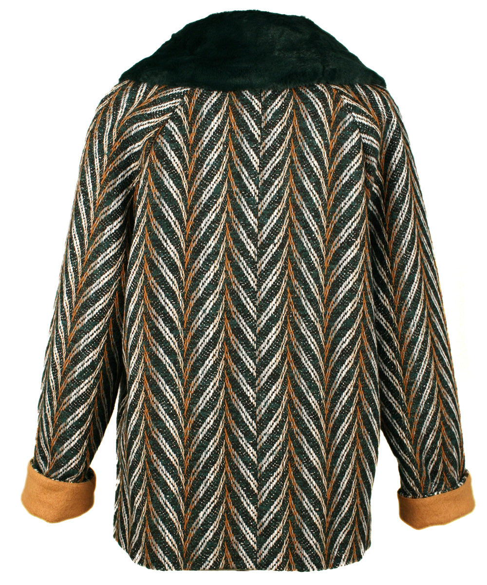 Skies Are Blue Chevron Tweed Coat