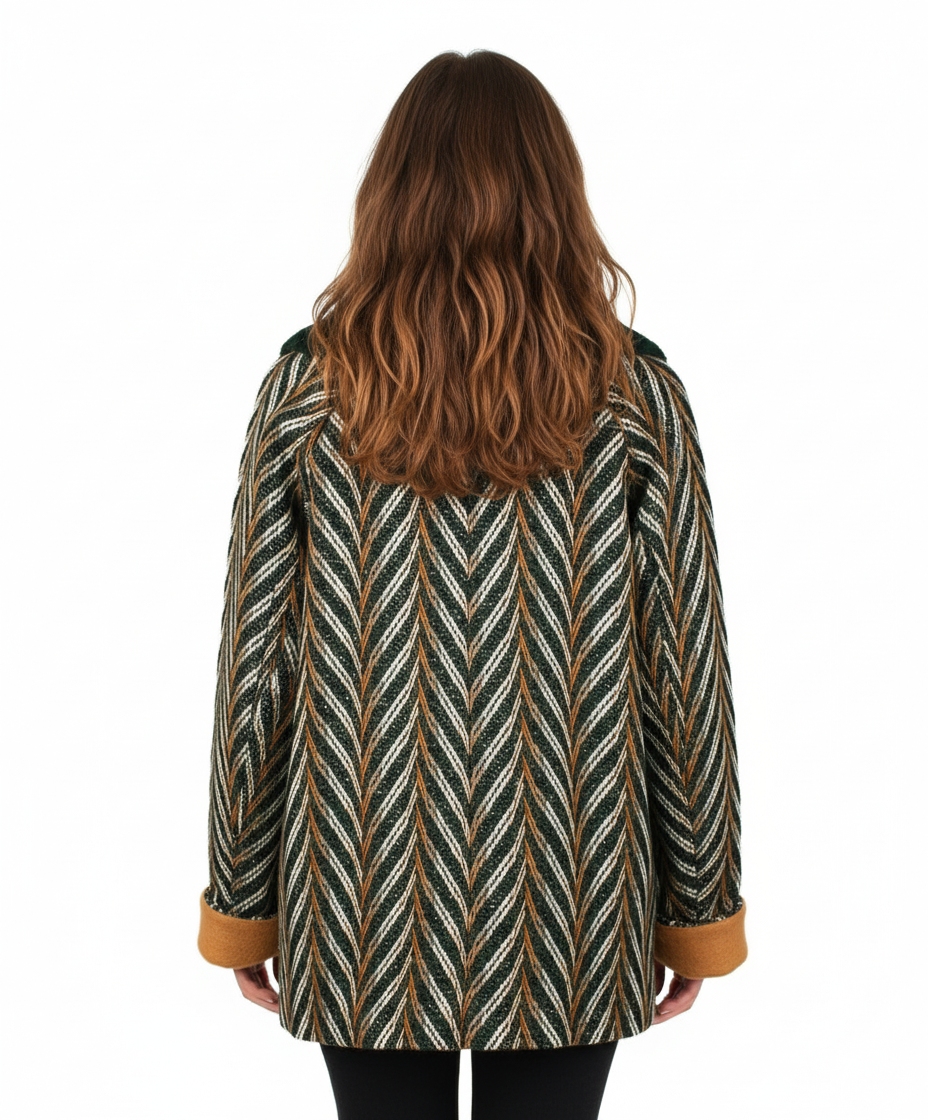 Skies Are Blue Chevron Tweed Coat