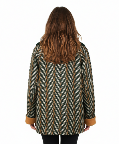 Skies Are Blue Chevron Tweed Coat