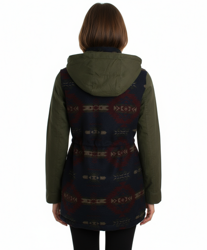 Coffeeshop Mixed Media Aztec Print Coat
