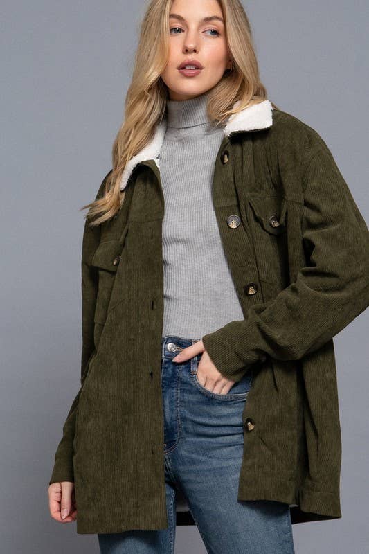 Faux Fur Corduroy Jacket