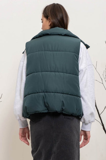 Blu Pepper Solid Zip Up Puffer Vest