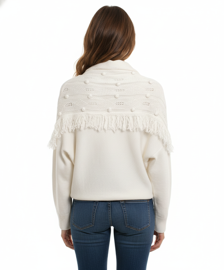FATE by LFD Cream Cowl-Neck Sweater