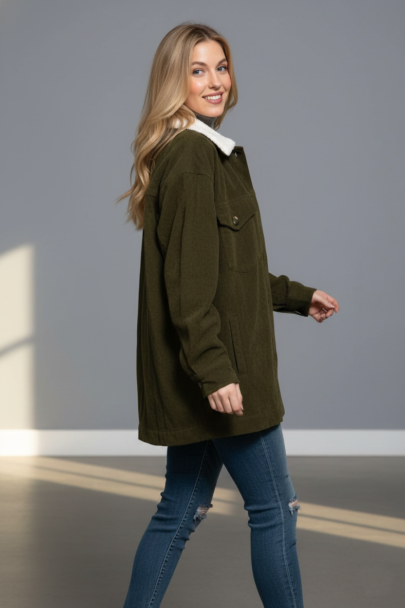 Faux Fur Corduroy Jacket