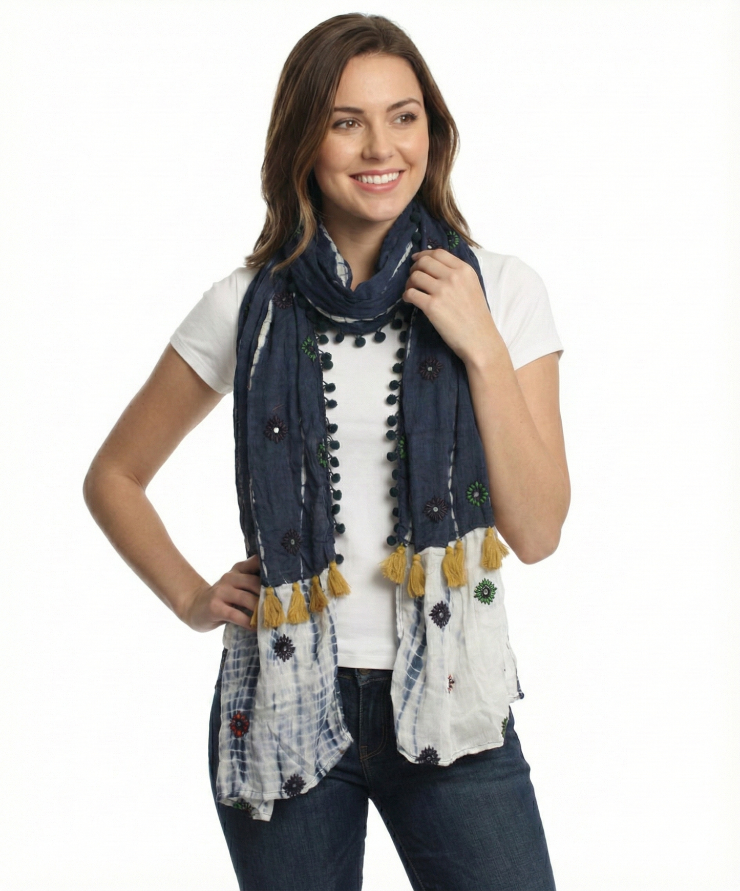 Tolani Bandhani Navy Scarf