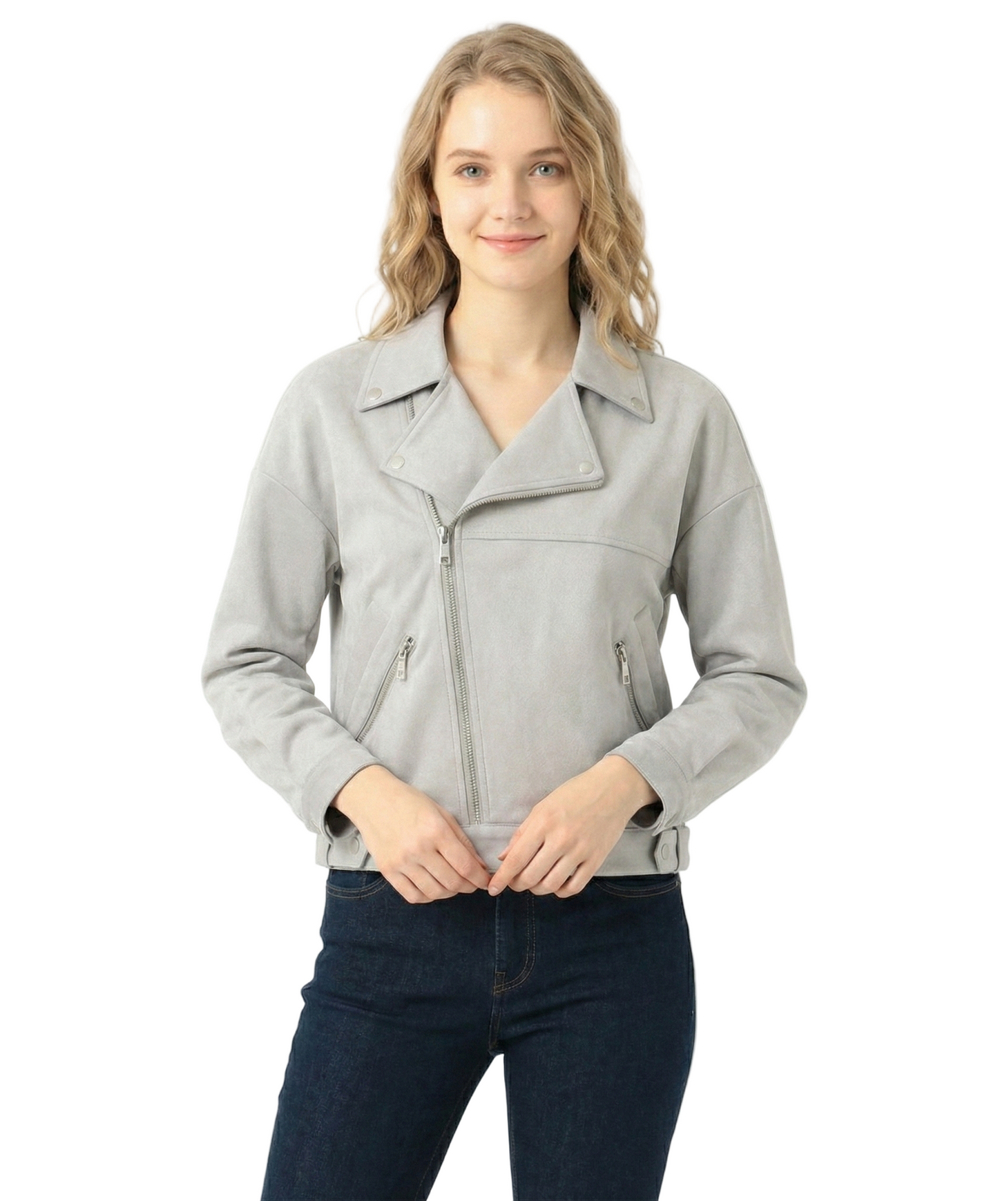 HYFVE Suede Zip Up Biker Jacket