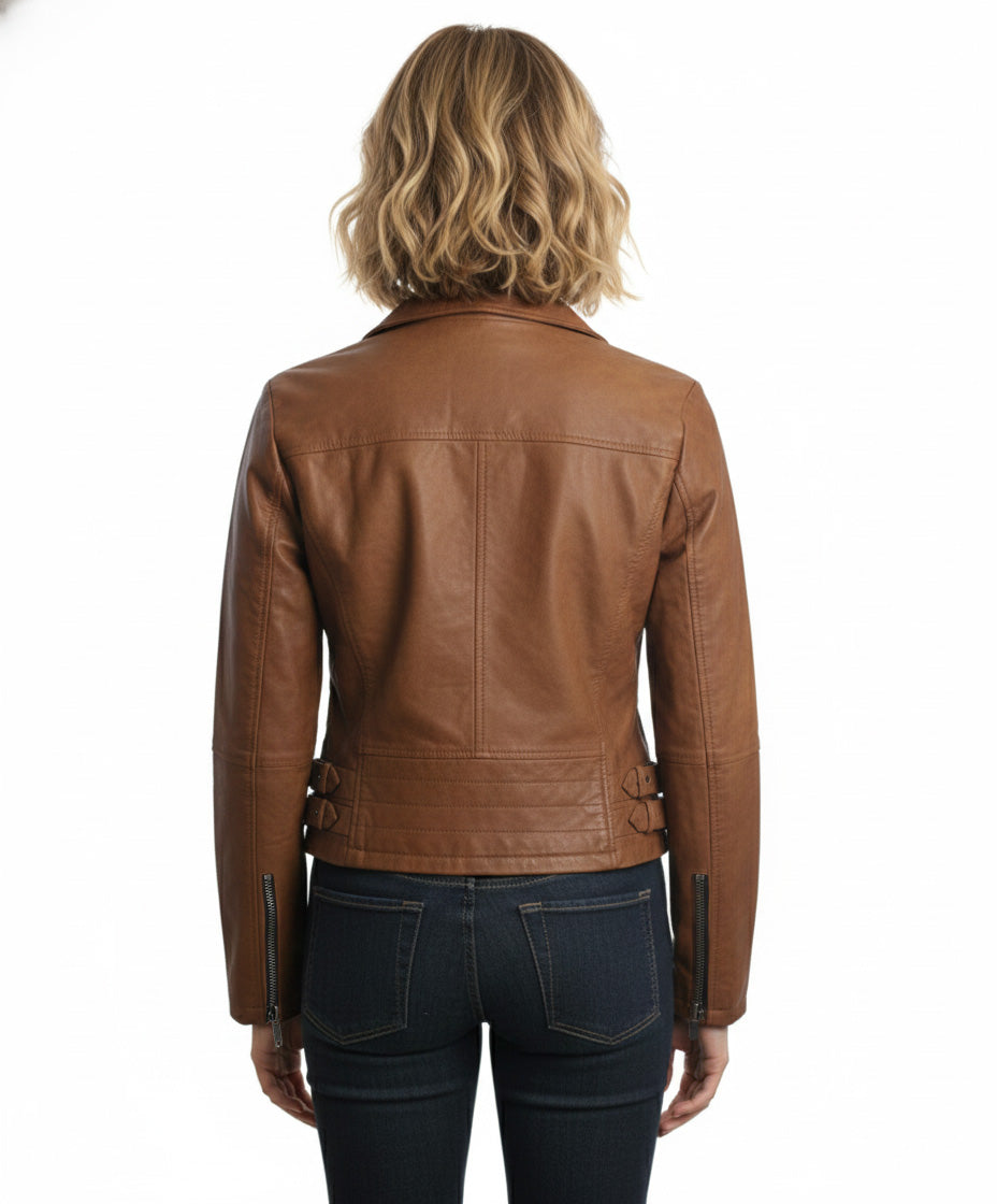 Latte Black Faux Leather Moto Jacket