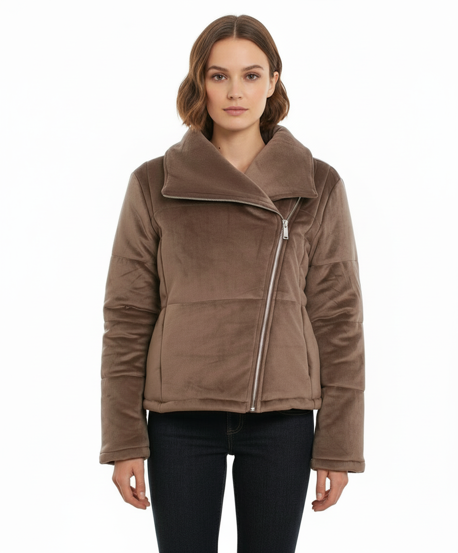 HYFVE Shawl Collar Asymmetrical Puffer Coat