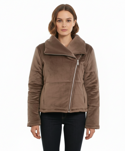 HYFVE Shawl Collar Asymmetrical Puffer Coat