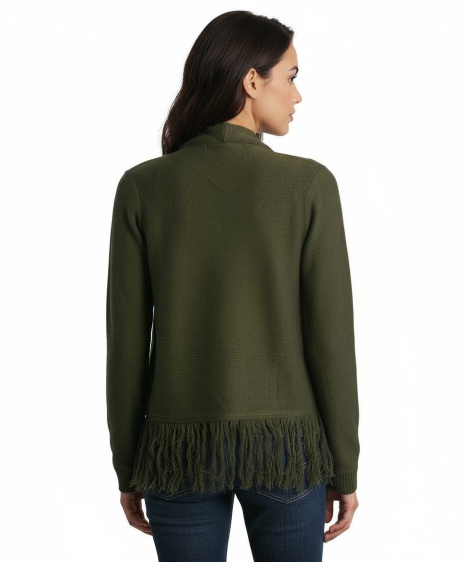 One The Land Cowl Neck Sweater with Fringe