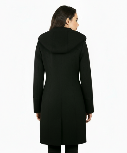 Monoreno Hooded Toggle Button Coat, Black