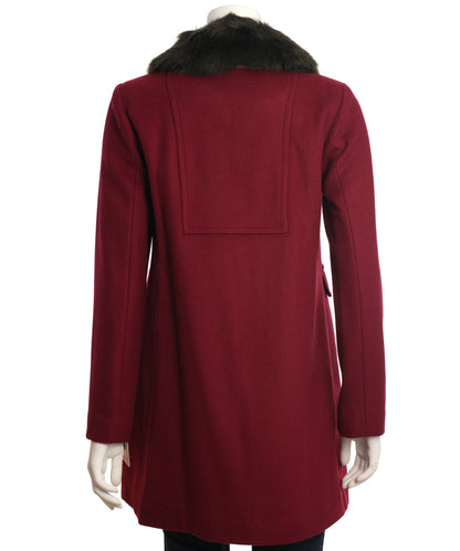 Eliza J Faux Fur Trim Wool Blend Coat