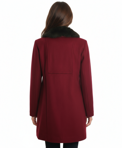 Eliza J Faux Fur Trim Wool Blend Coat