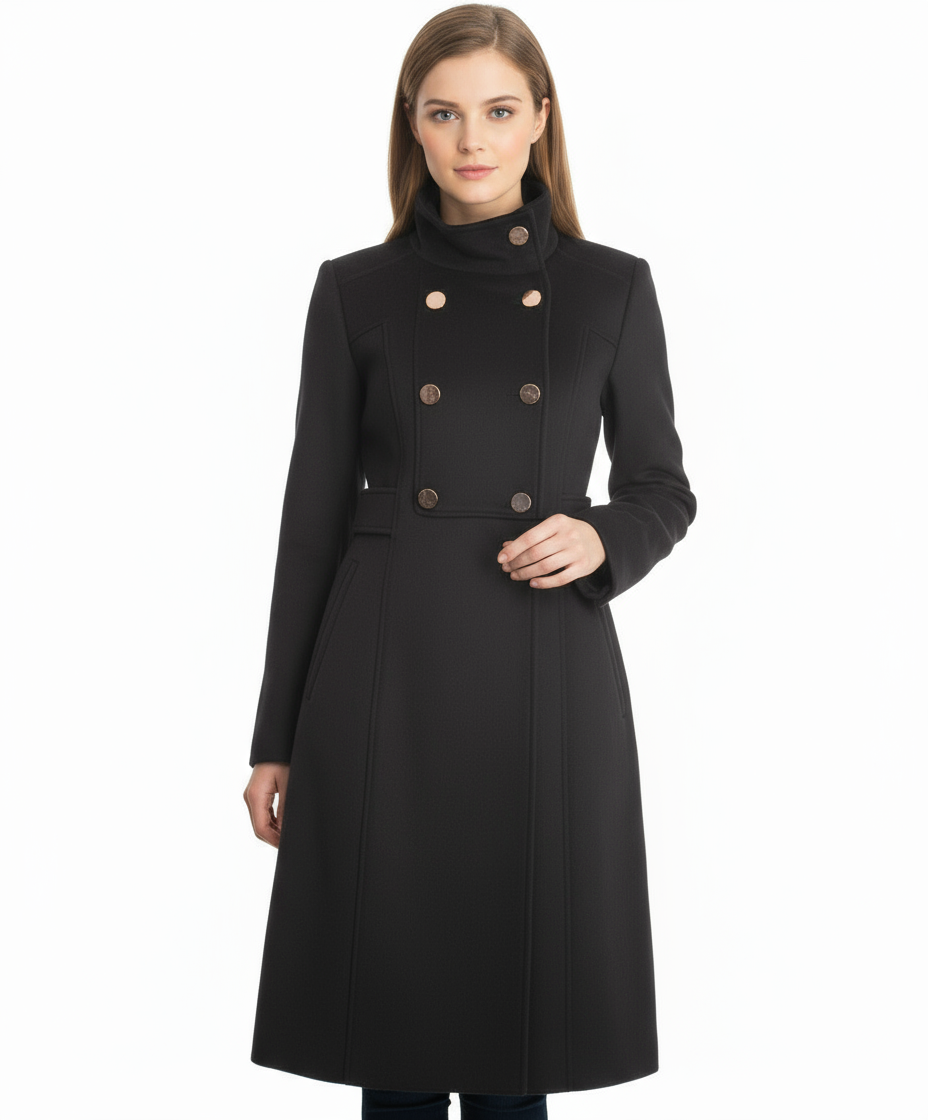 Eliza J Wool Blend Military Walker Coat