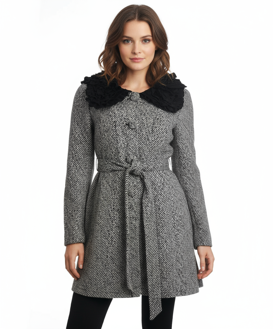 Ryu: Flower Collar Jacket with Waist Tie